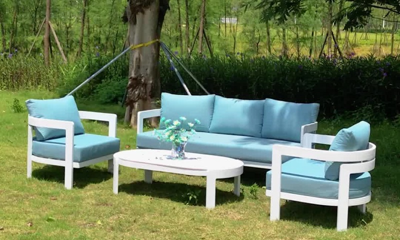 Model BP3888 White Aluminum Outdoor Sofa